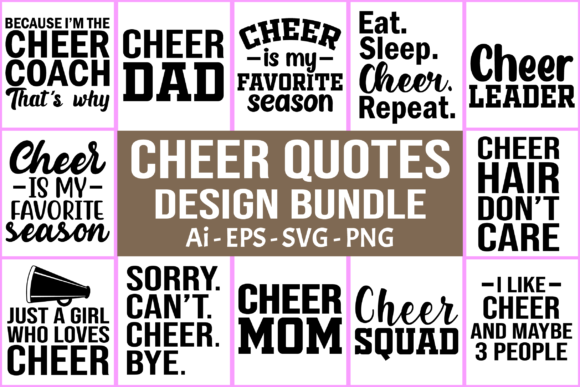 Cheer Quotes T-shirt Design Bundle Svg