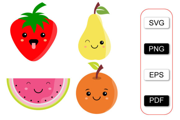 Cute Fruits Characters for Kids Graphics & Illustrations
