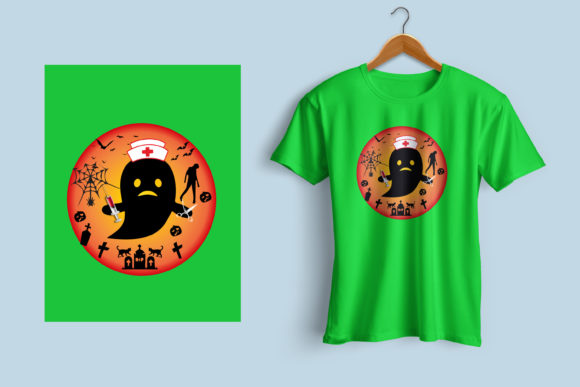 Halloween Nurse T-Shirt Design Templates: Graphics for Print Products
