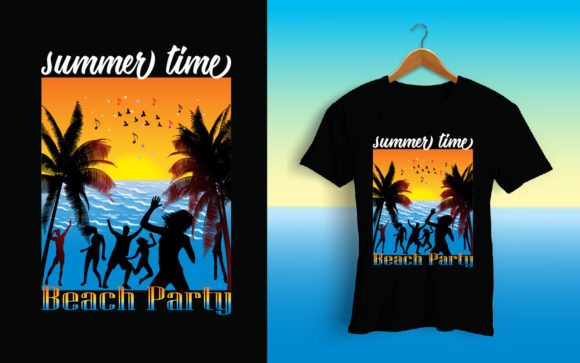 Summer Time Beach Party T-Shirt Design: Graphics for Print Templates