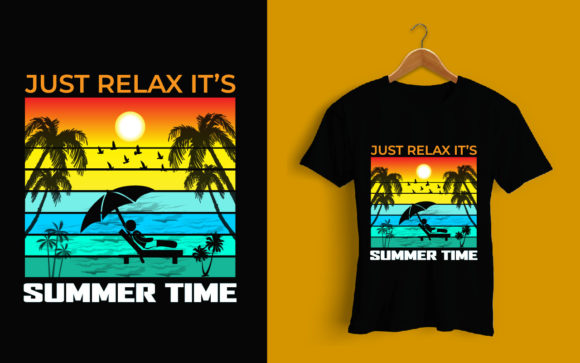 SUMMER TIME JUST RELAX-T-Shirt Design: Graphics & Print Templates for Local Branding