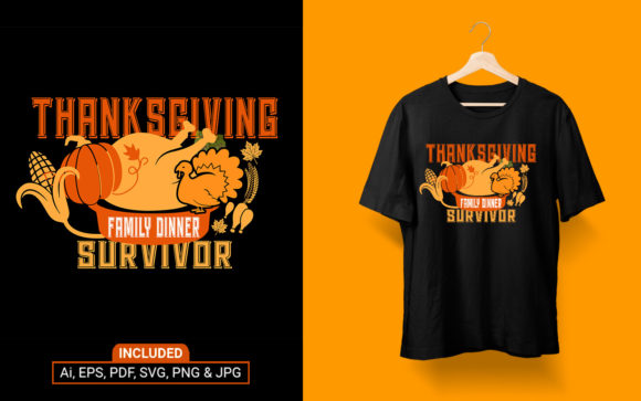 Thanksgiving Family Dinner T-Shirt SVG: Graphics & Print Templates